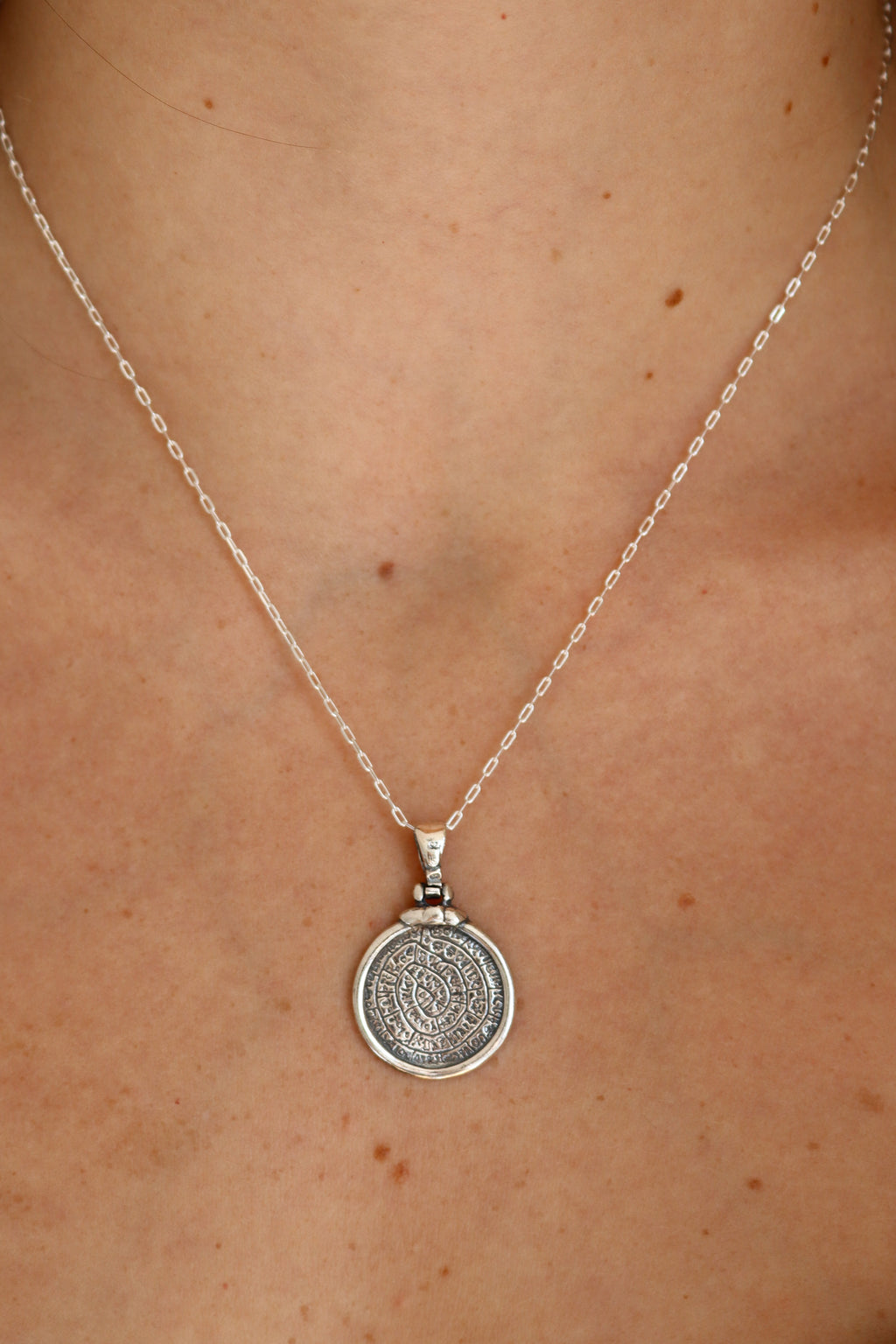 Cretan Coin Pendant Necklace - Silver