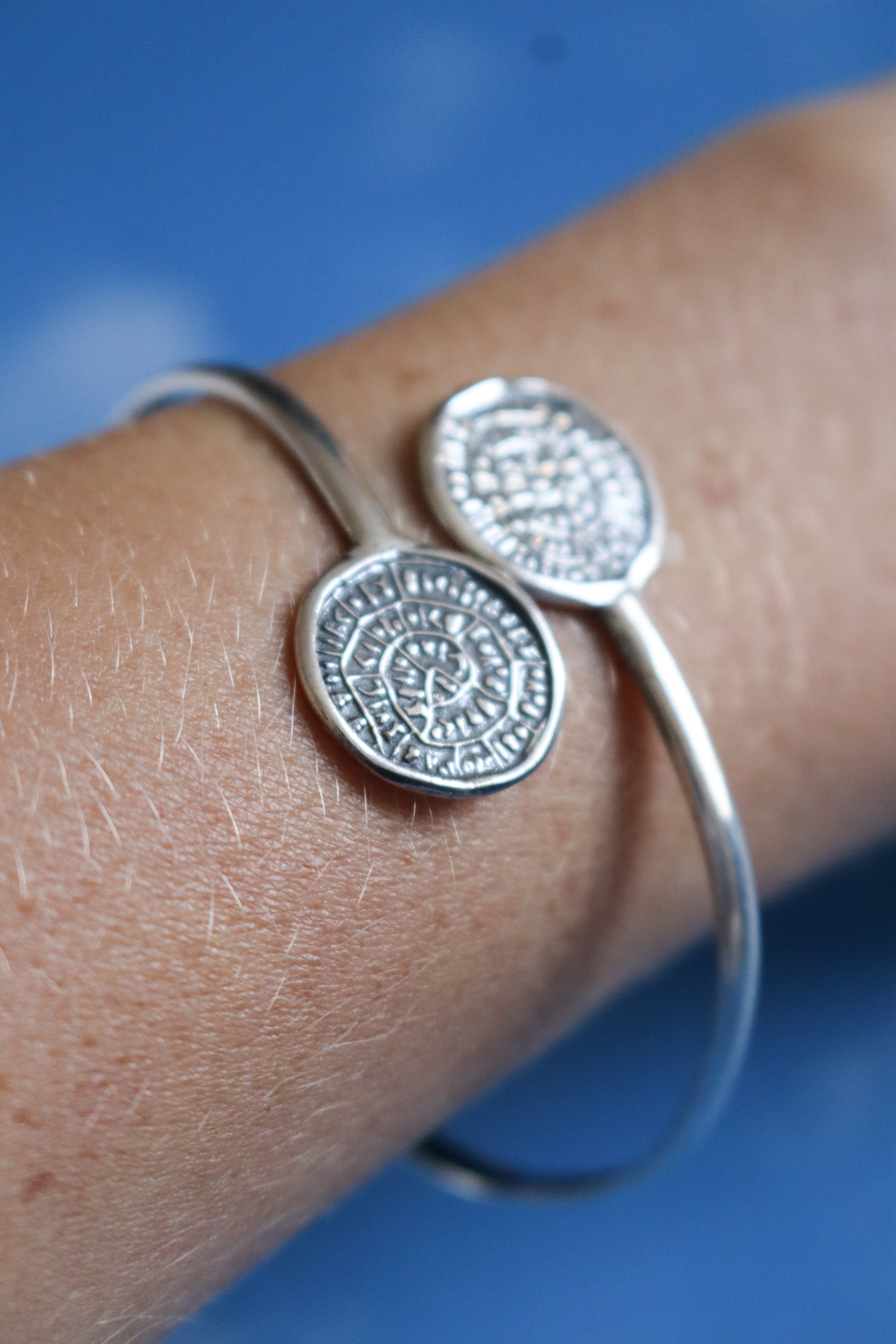 Cretan Coin Bangle - Silver