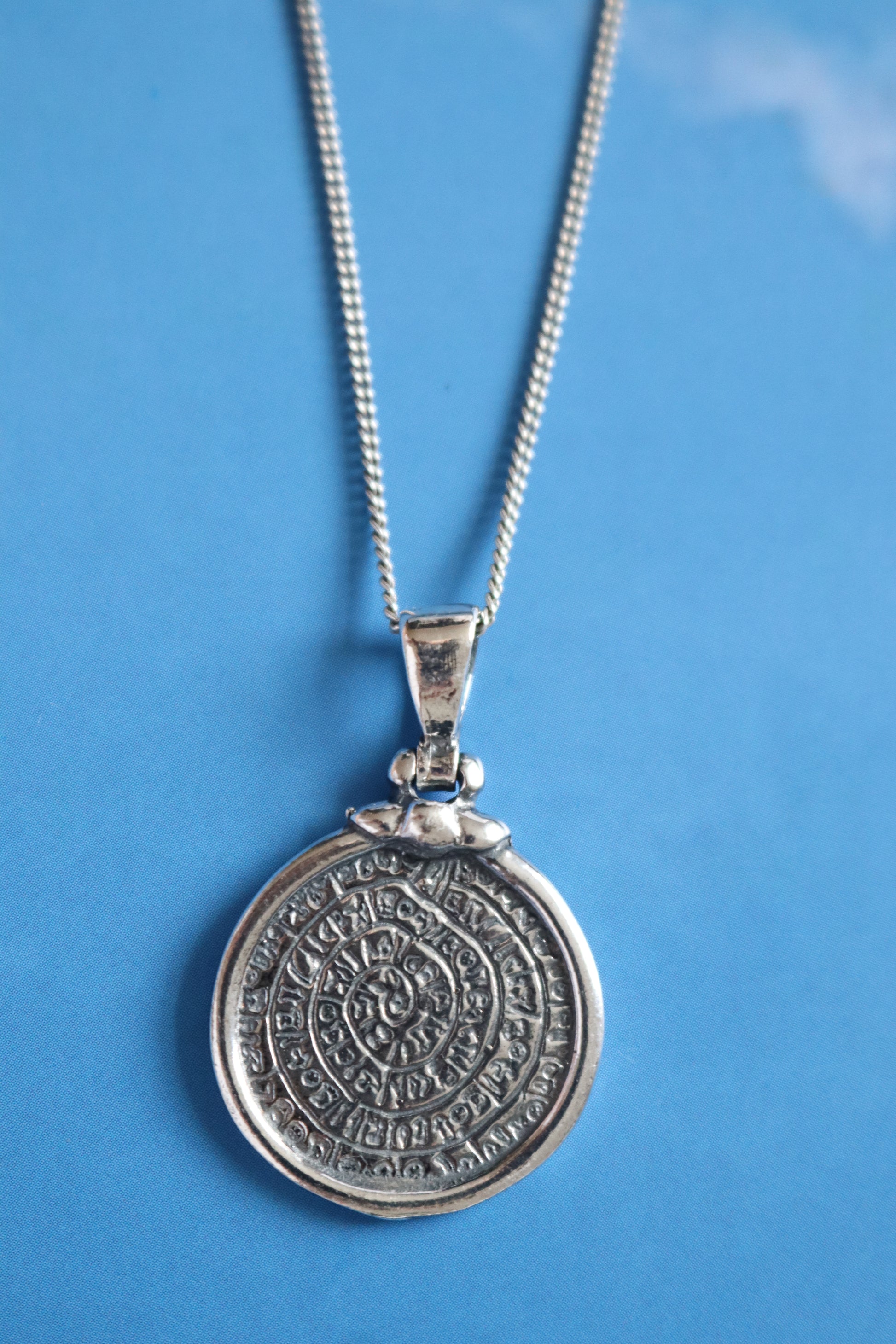 Cretan Coin Pendant Necklace - Silver