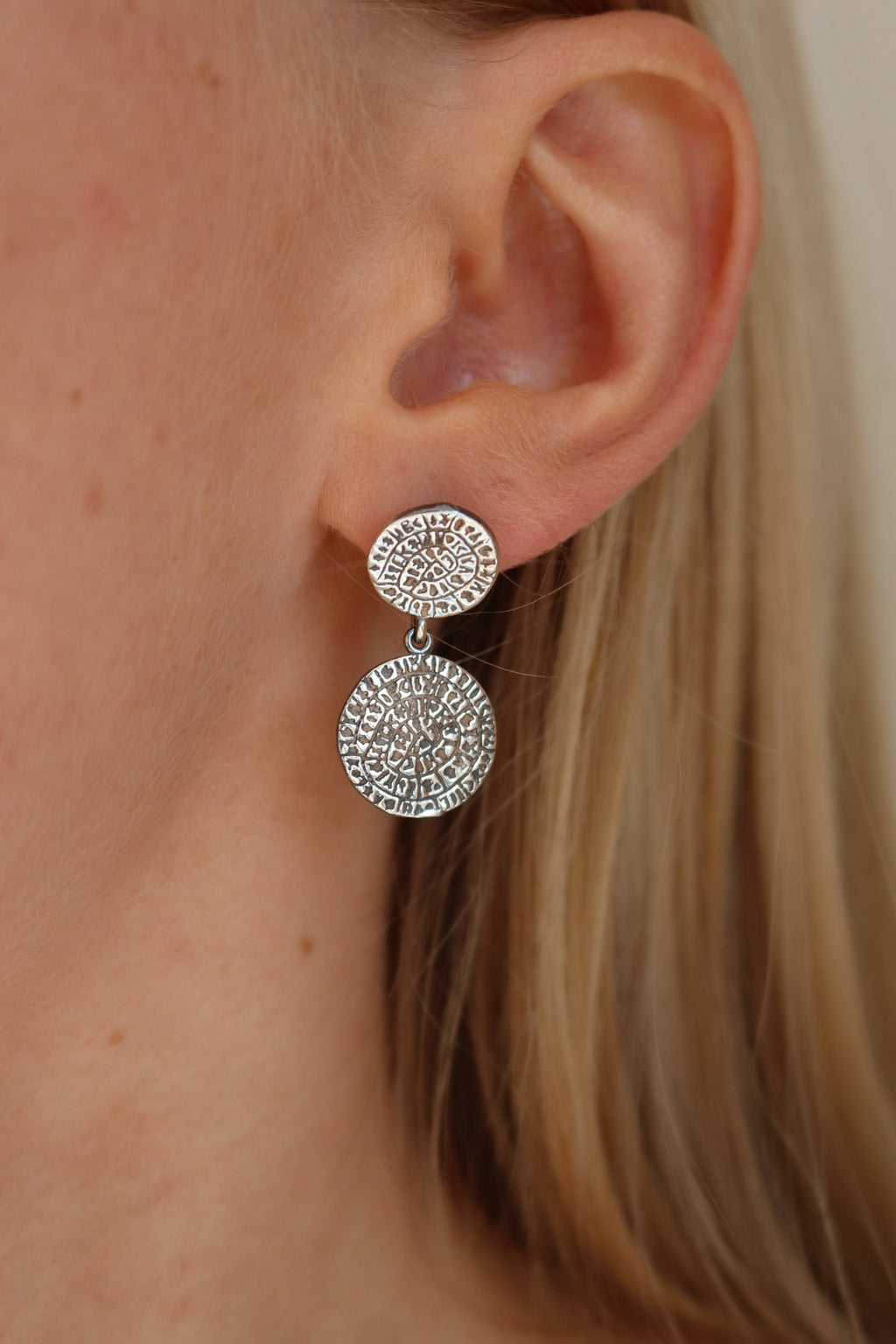 Cretan Double Drop Earrings - Silver