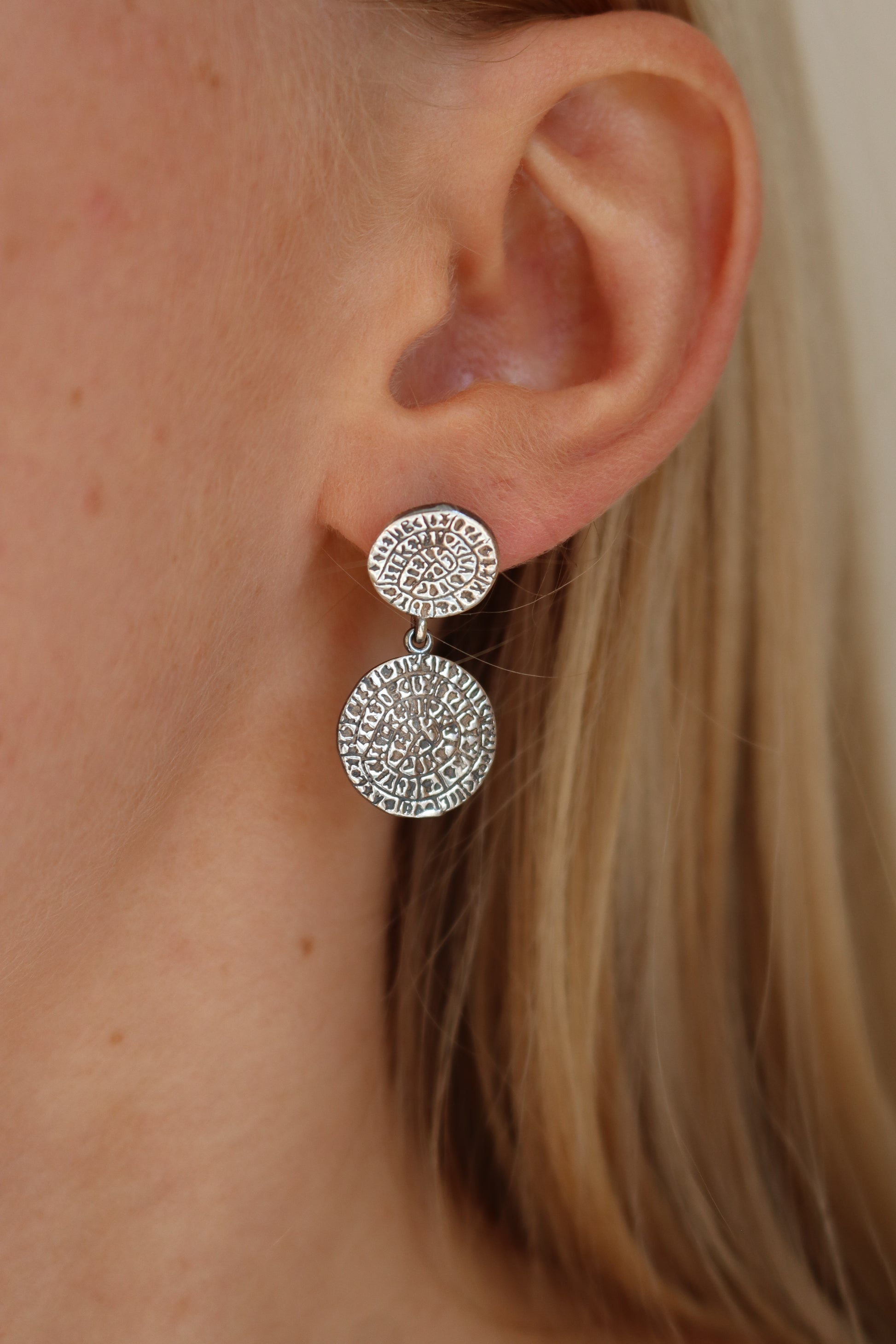 Cretan Double Drop Earrings - Silver