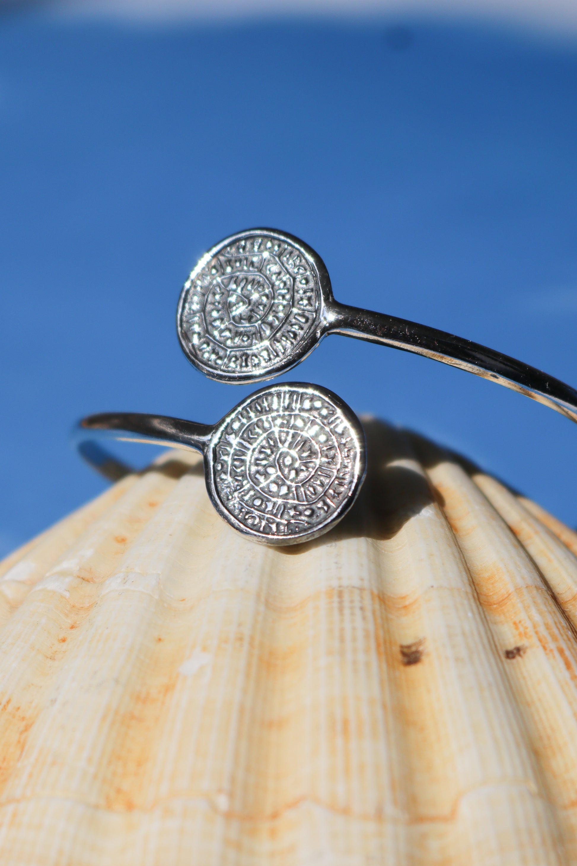 Cretan Coin Bangle - Silver