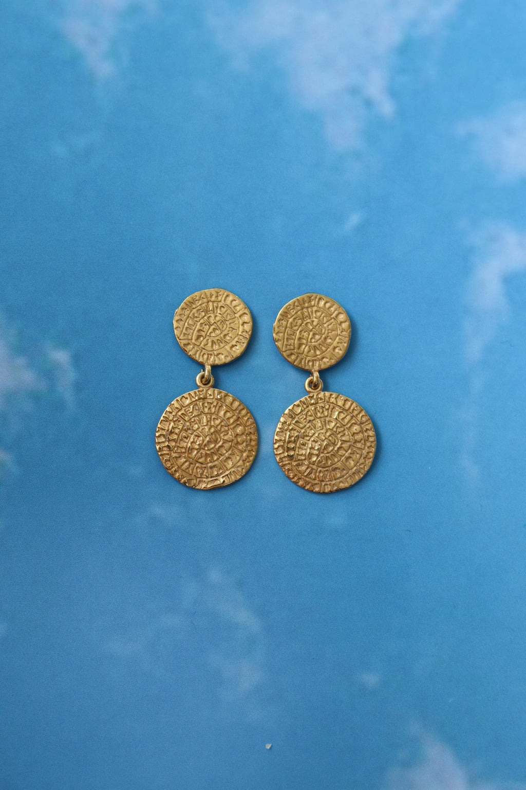 Cretan Double Drop Earrings - Gold