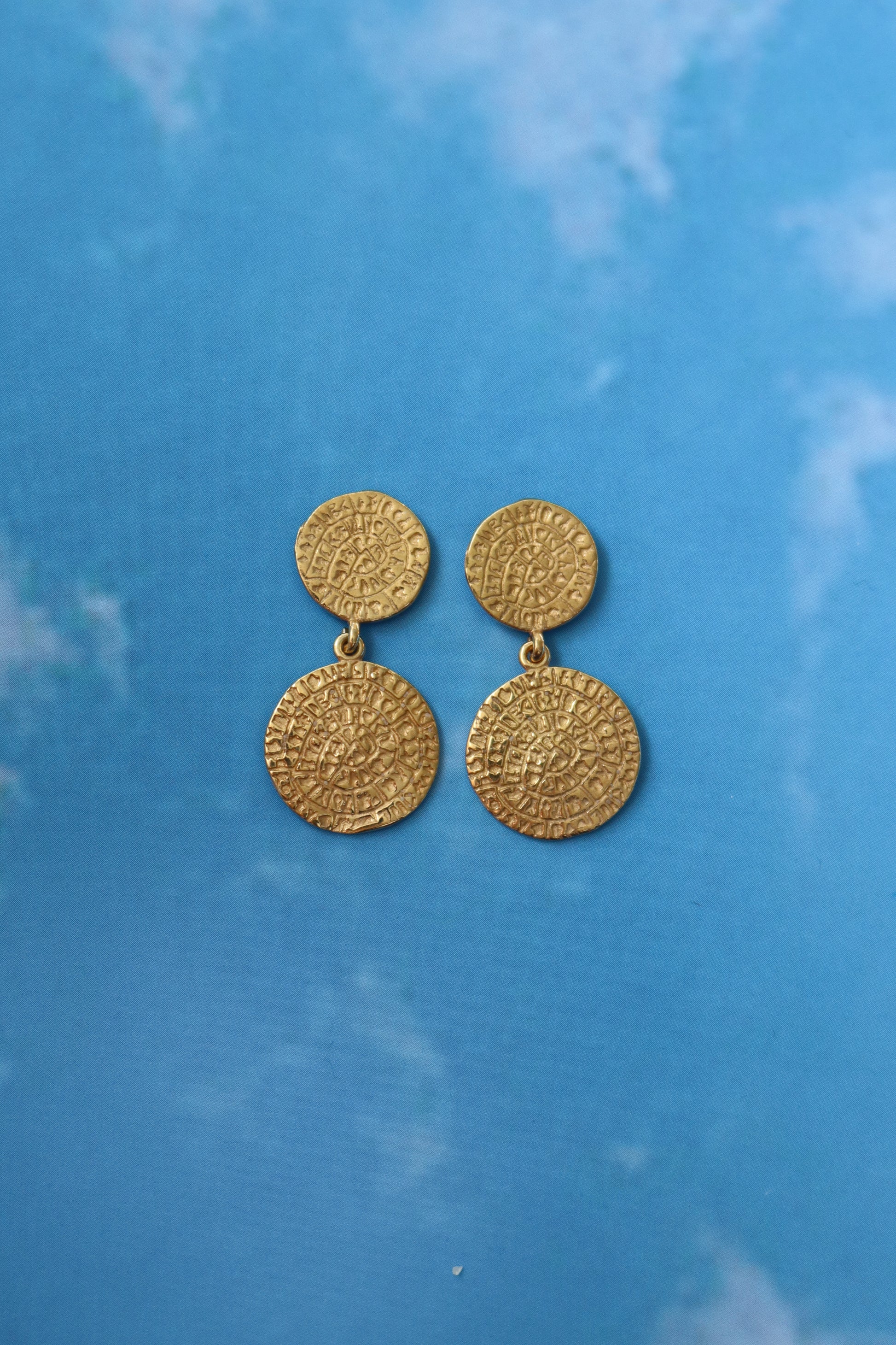 Cretan Double Drop Earrings - Gold