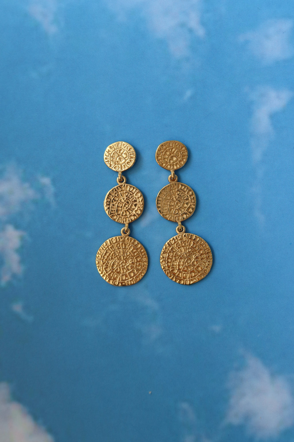 Cretan Triple Drop Earrings - Gold