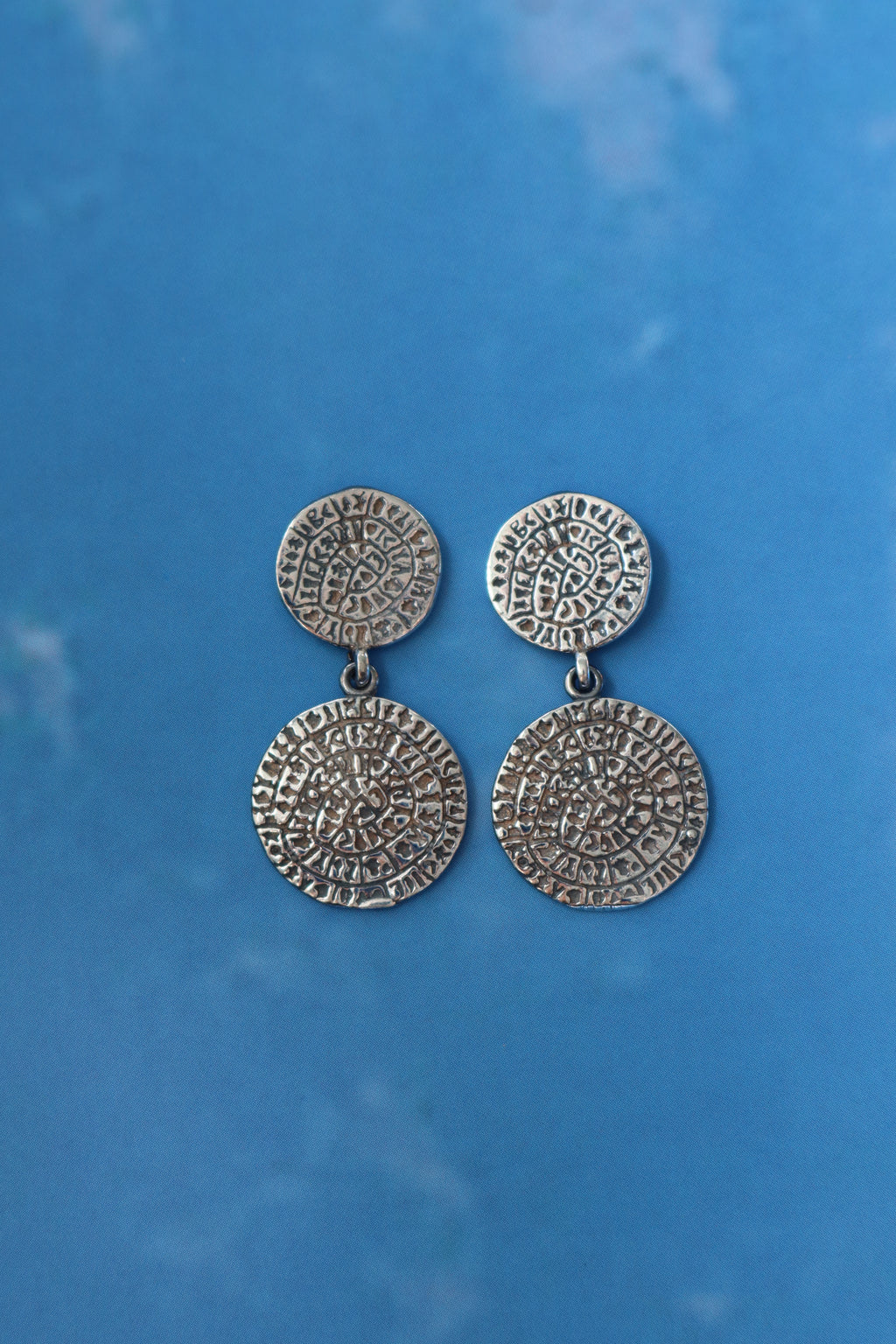Cretan Double Drop Earrings - Silver